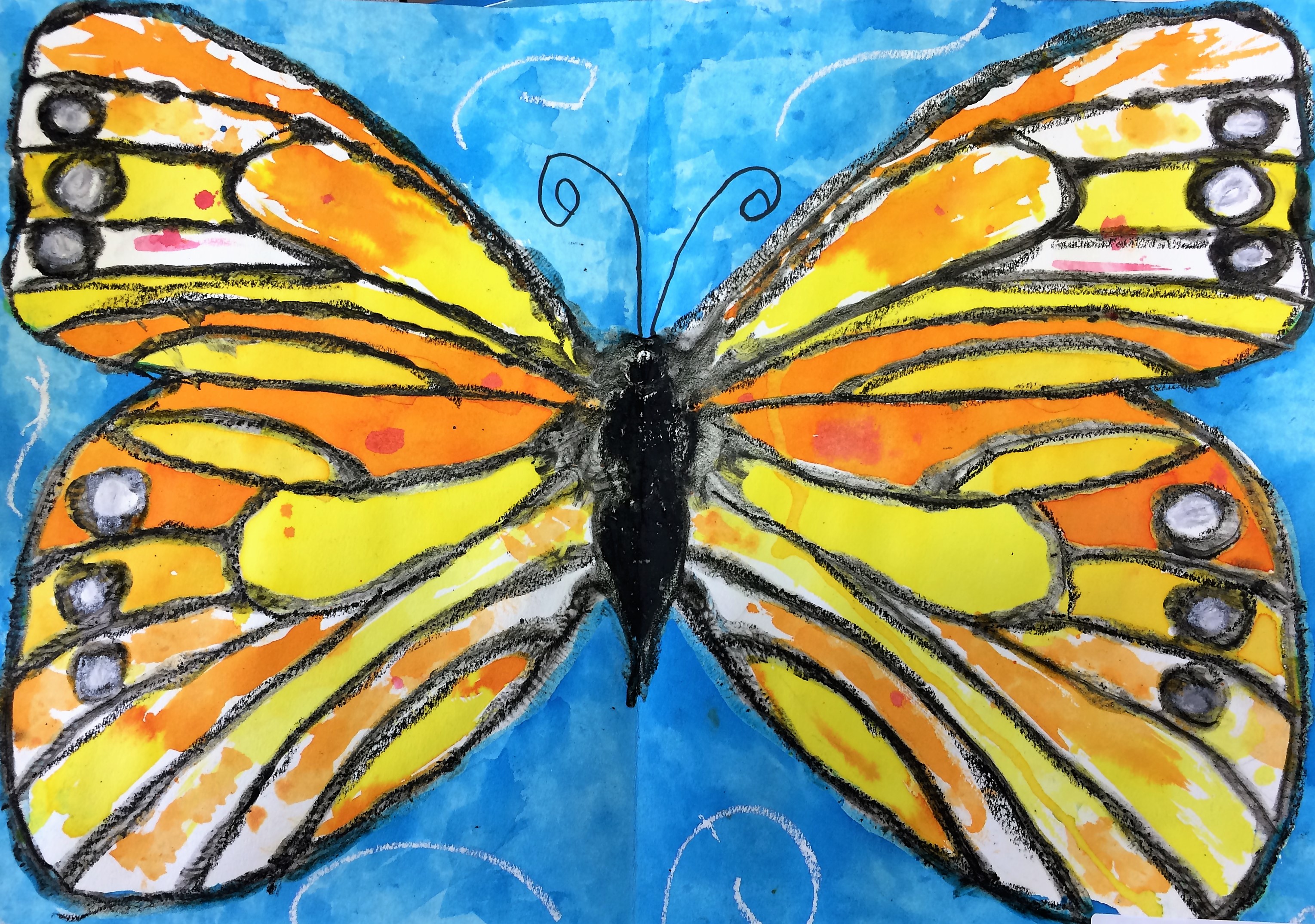 Monarch Butterfly Art Lesson for kids - Leah Newton Art