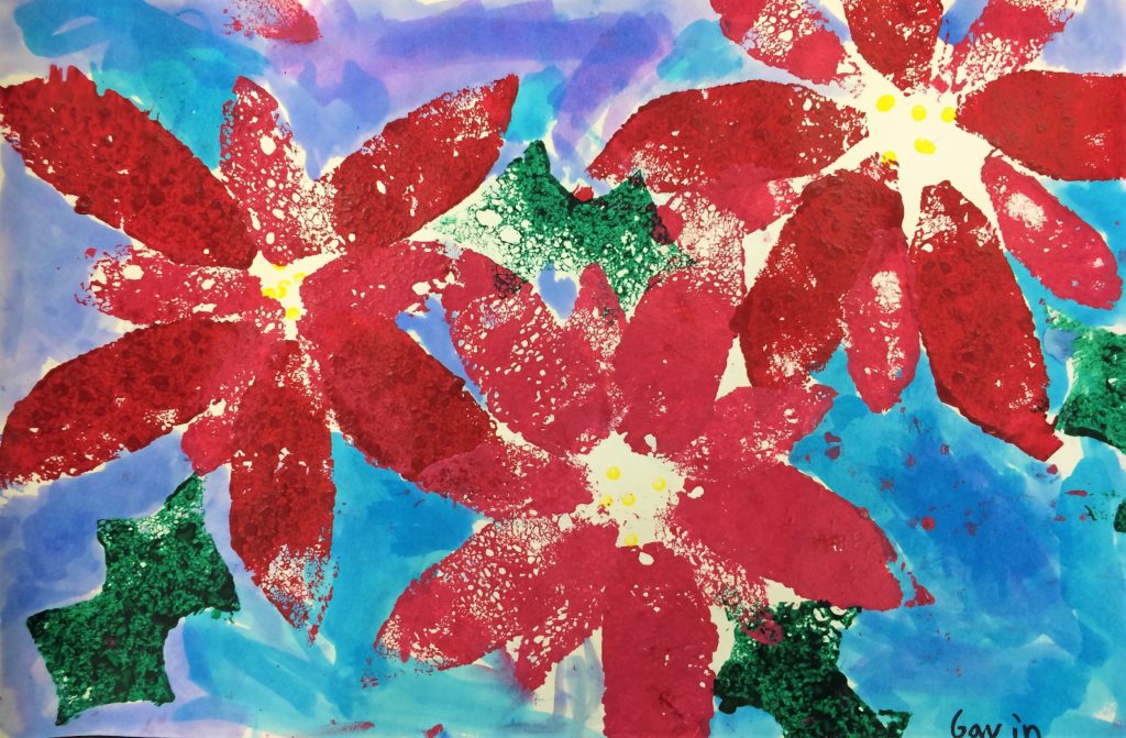 Poinsettia Flowers Art Lesson for Advent for kids - Leah Newton Art