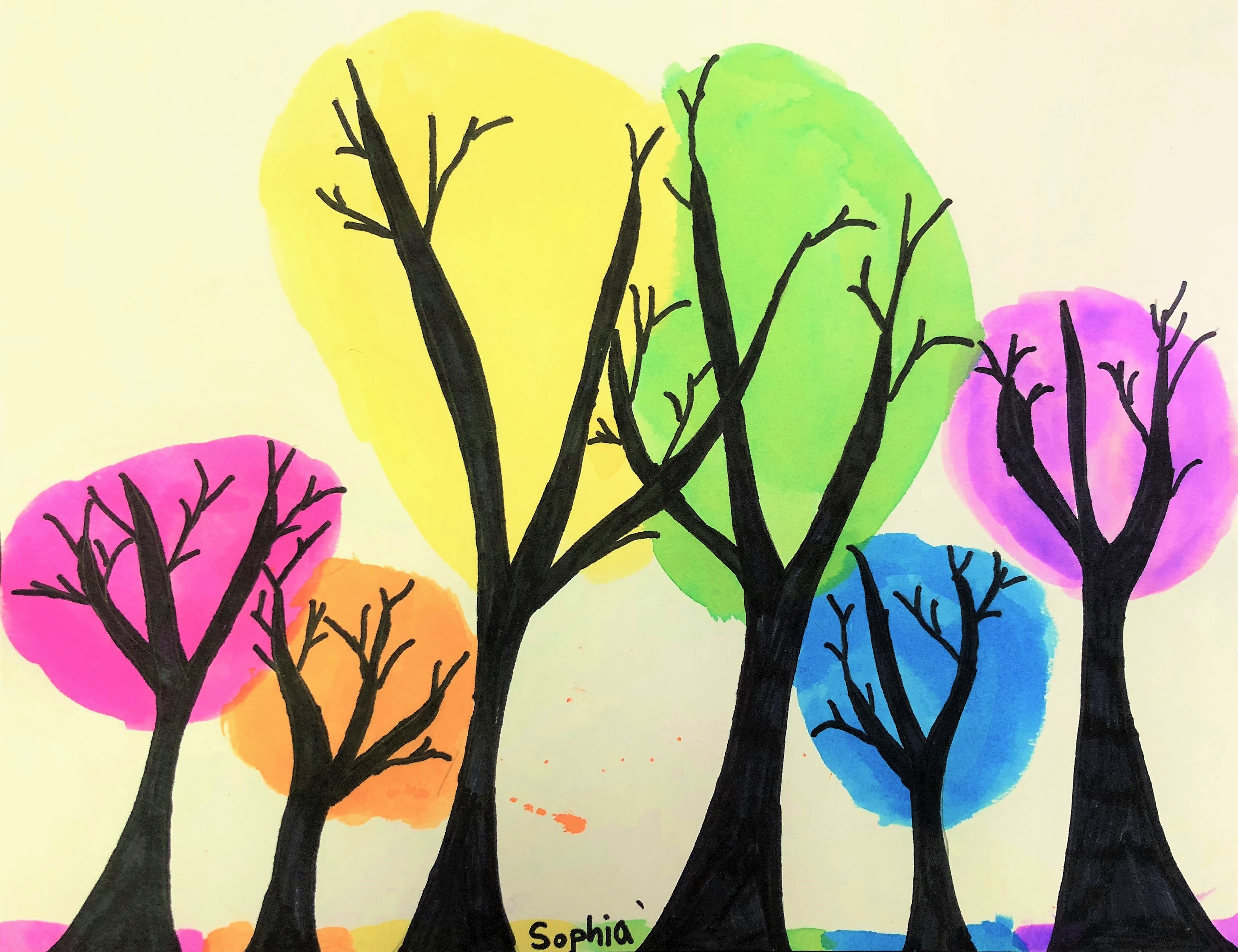 Разноцветное дерево рисунок
