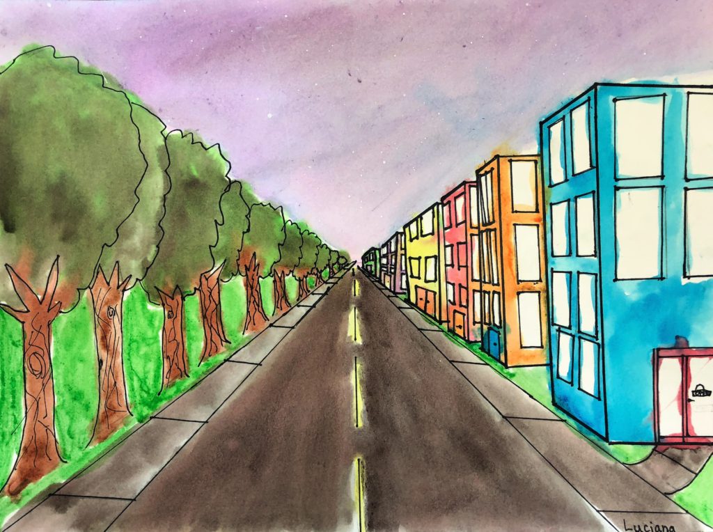 One Point Perspective City Art Lesson For Kids Leah Newton Art