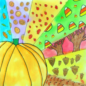 Autumn Patterns Art Lesson for Middle School kids - Leah Newton Art