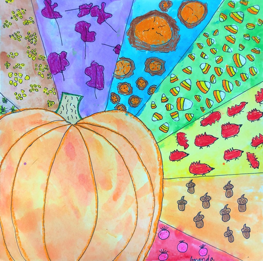 Autumn Patterns Art Lesson for Middle School kids - Leah Newton Art