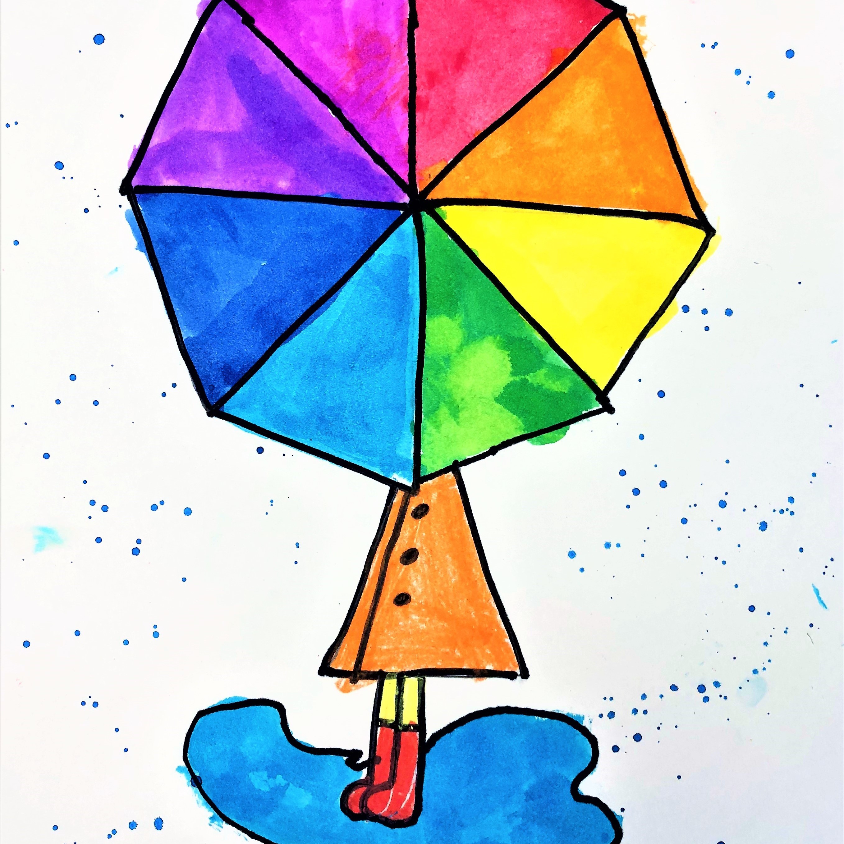 Color Wheel Umbrella Art Lesson for kids   Leah Newton Art