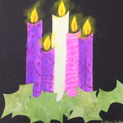 Advent Wreath Art Lesson for kids - Leah Newton Art