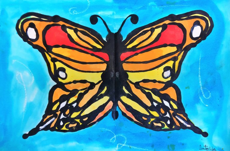 Monarch Butterfly Art Lesson for kids - Leah Newton Art