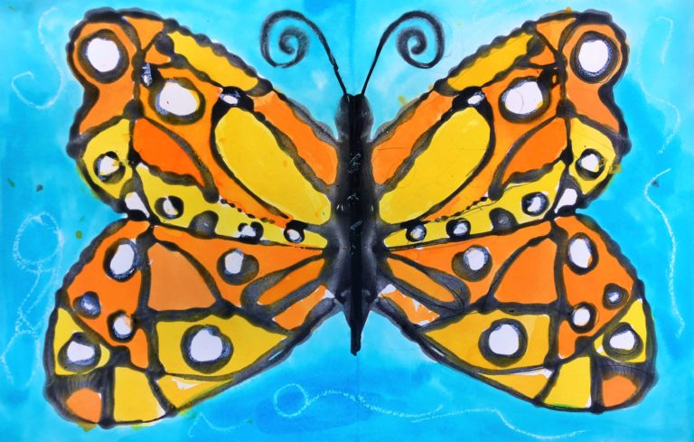 Monarch Butterfly Art Lesson for kids - Leah Newton Art