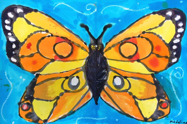 Monarch Butterfly Art Lesson for kids - Leah Newton Art