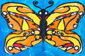 Monarch Butterfly Art Lesson for kids - Leah Newton Art