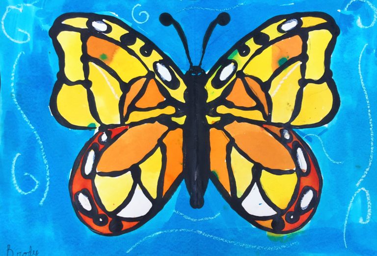 Monarch Butterfly Art Lesson for kids - Leah Newton Art