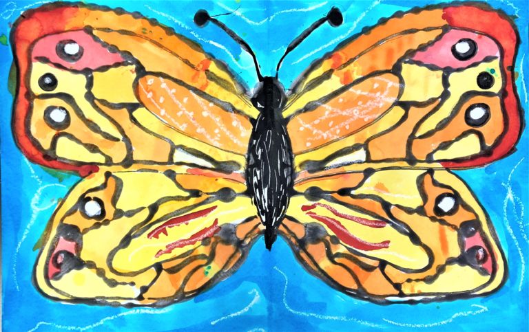 Monarch Butterfly Art Lesson for kids - Leah Newton Art