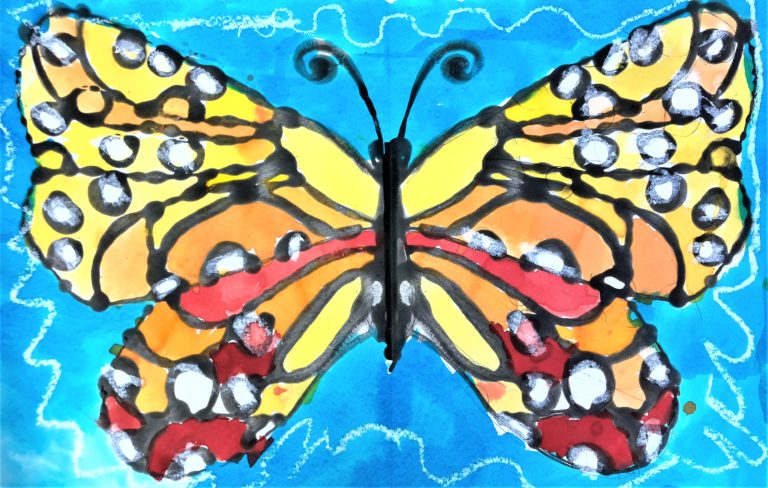 Monarch Butterfly Art Lesson for kids - Leah Newton Art