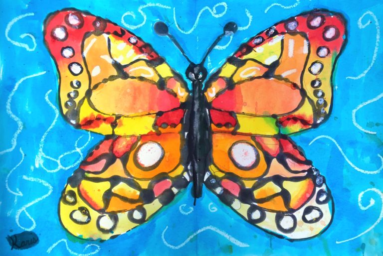 Monarch Butterfly Art Lesson for kids - Leah Newton Art