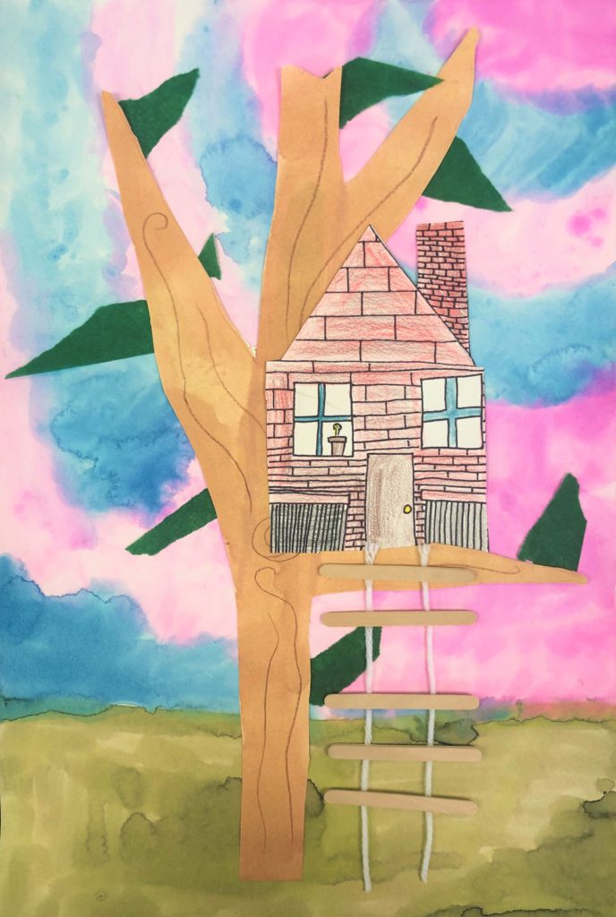 Tree House Collage Art