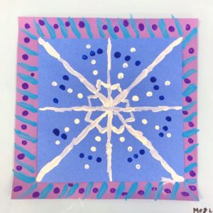 Radial Snowflake Art Lesson for kids - Leah Newton Art