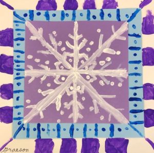 Radial Snowflake Art Lesson for kids - Leah Newton Art