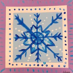 Radial Snowflake Art Lesson for kids - Leah Newton Art